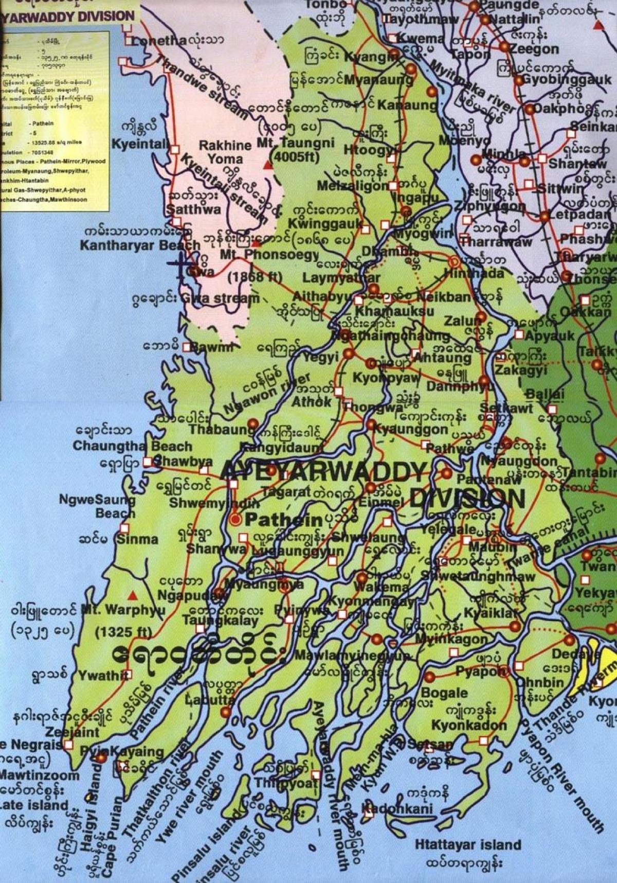 Karte des ayeyarwady division, Myanmar