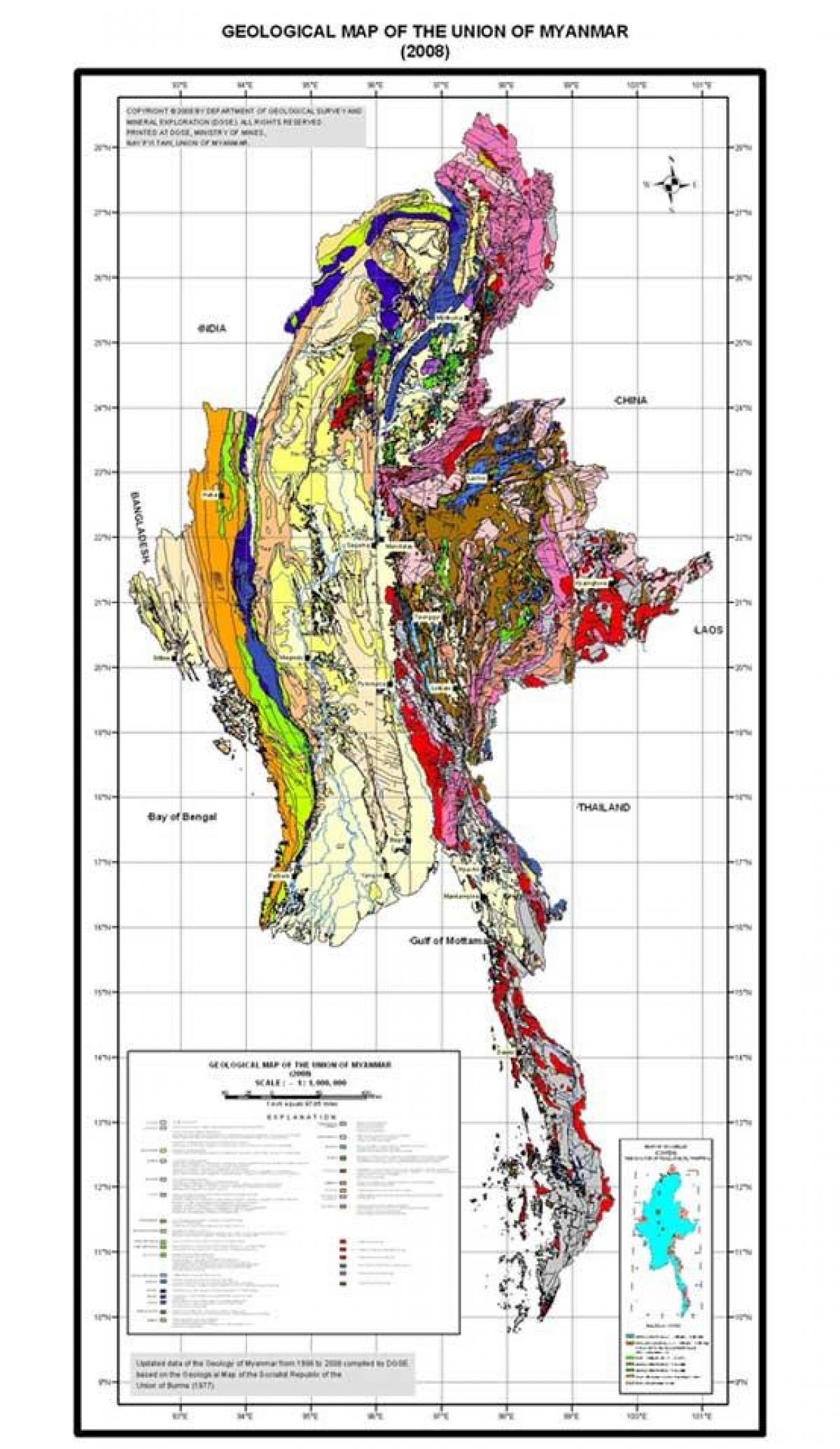 Karte der geologischen Myanmar 2008