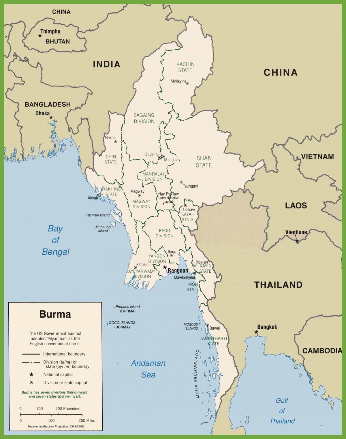 Burma politische Karte