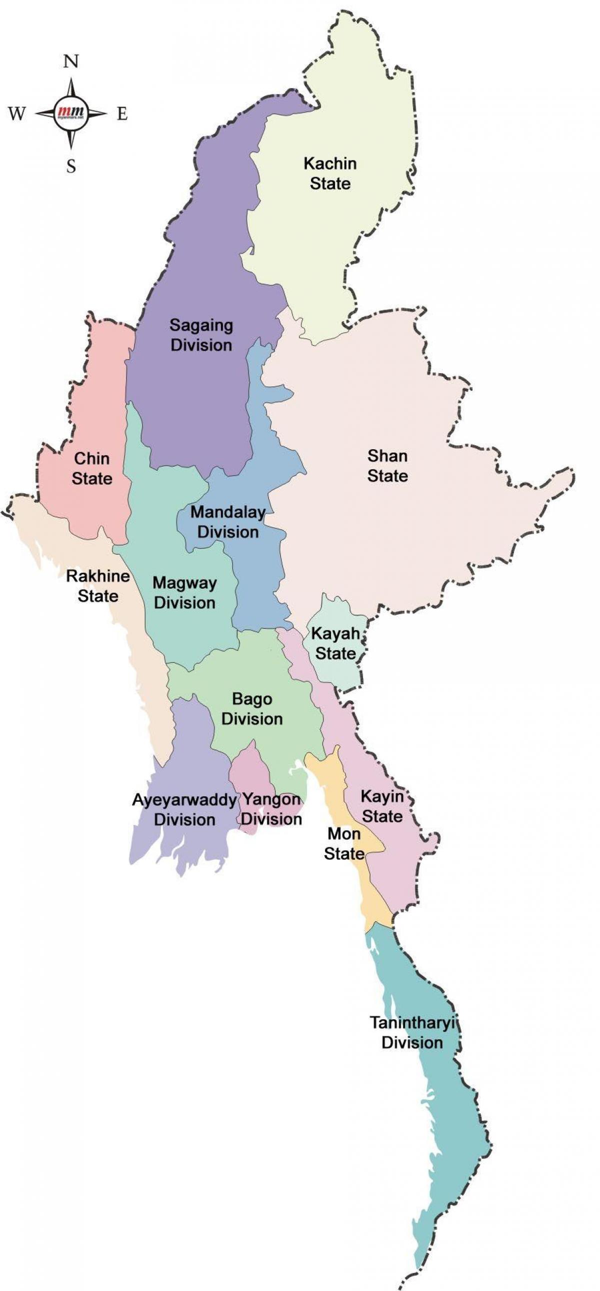 Burma Staaten-map