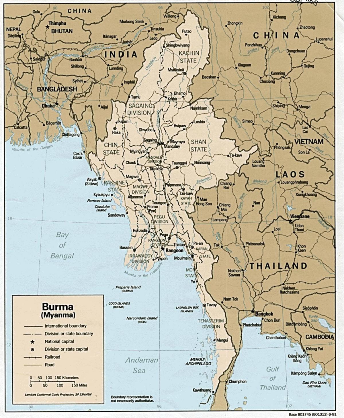 yangon-Burma Karte