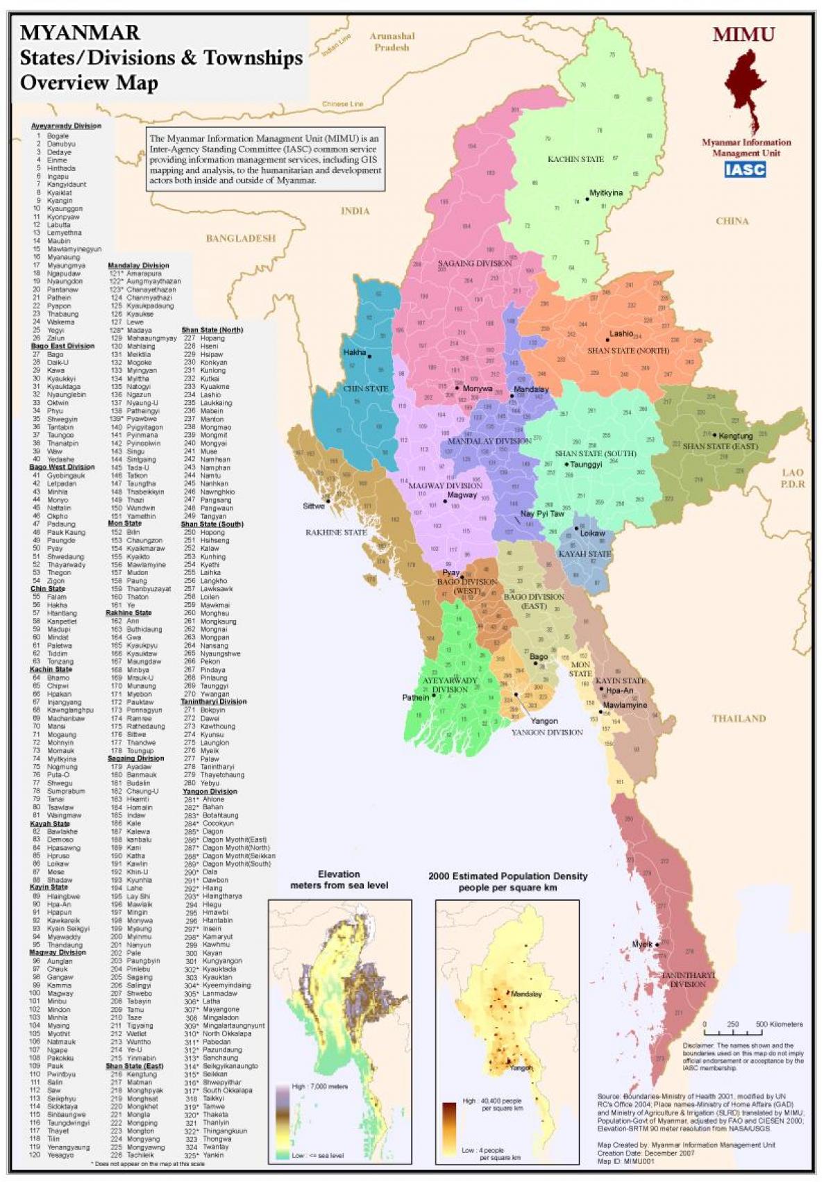 Myanmar Staaten Und Divisionen Anzeigen Myanmar Karte Mit Staaten Und Divisionen Sud Ost Asien Asien